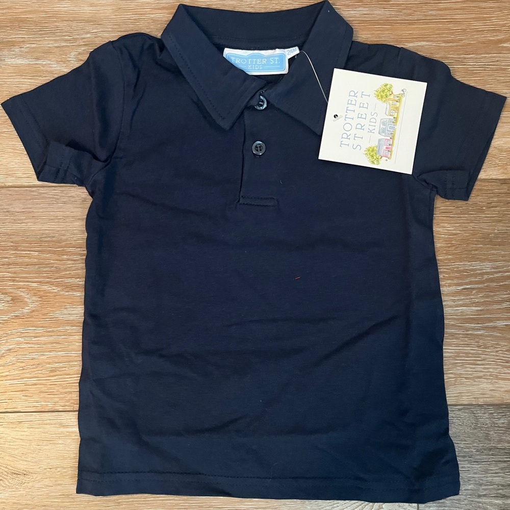Boys Trotter Street Kids Navy Polo Shirt 24M NWT